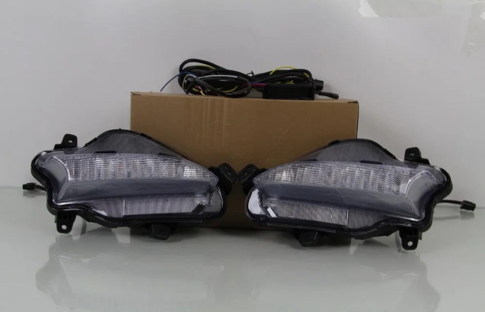 

LED DRL Driving Daytime Running Day Fog Lamp with yellow turn signal Light For kia rio k2 2016 2017