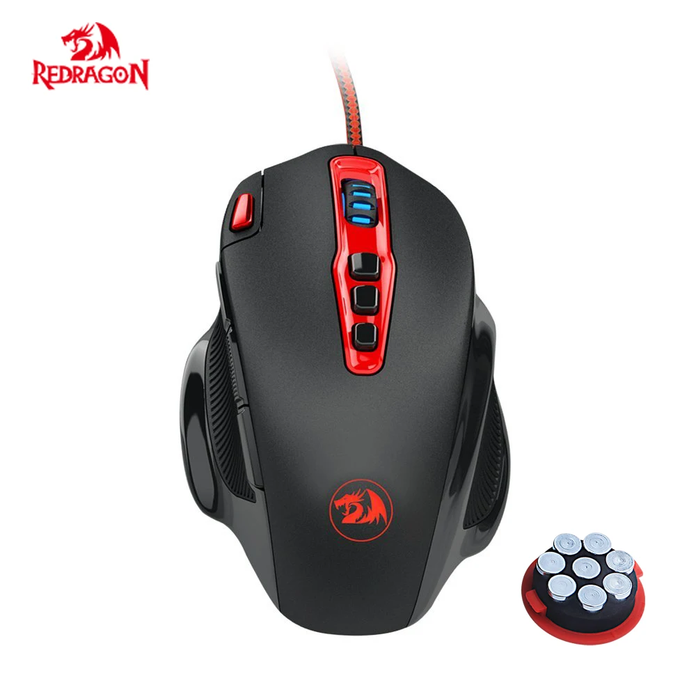 Игровая программируемая мышь Redragon 14400 DPI с боковыми кнопками Регулируемый Вес
