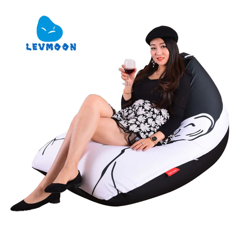cheap LEVMOON Beanbag Sofa Chair Yao Ming Seat Zac Comfort Bean Bag Bed Cover Without Filler Cotton Indoor Beanbag Lounge Chair