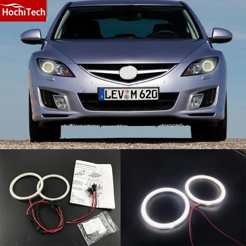 HochiTech Ultra bright SMD white LED angel eyes 2000LM 12V halo ring kit daytime running light DRL for mazda 6 2007-2012 hochitech for mazda cx 7 cx 7 2006 2012 car styling rgb led demon angel eyes kit halo ring day light drl with a remote control