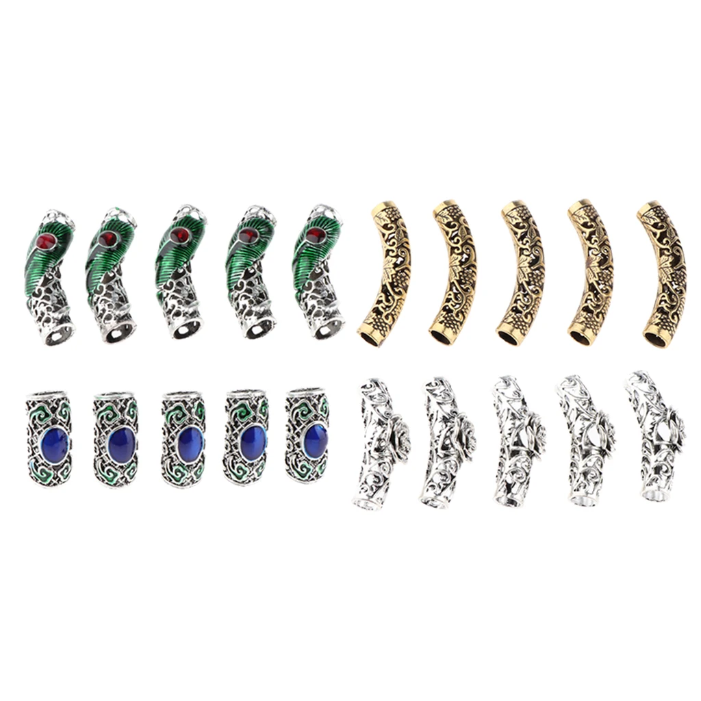 20 Pcs/set Dread Lock Beads Hair Rings Natural Hair Wig Braiding Cuffs Decorations Head Jewels