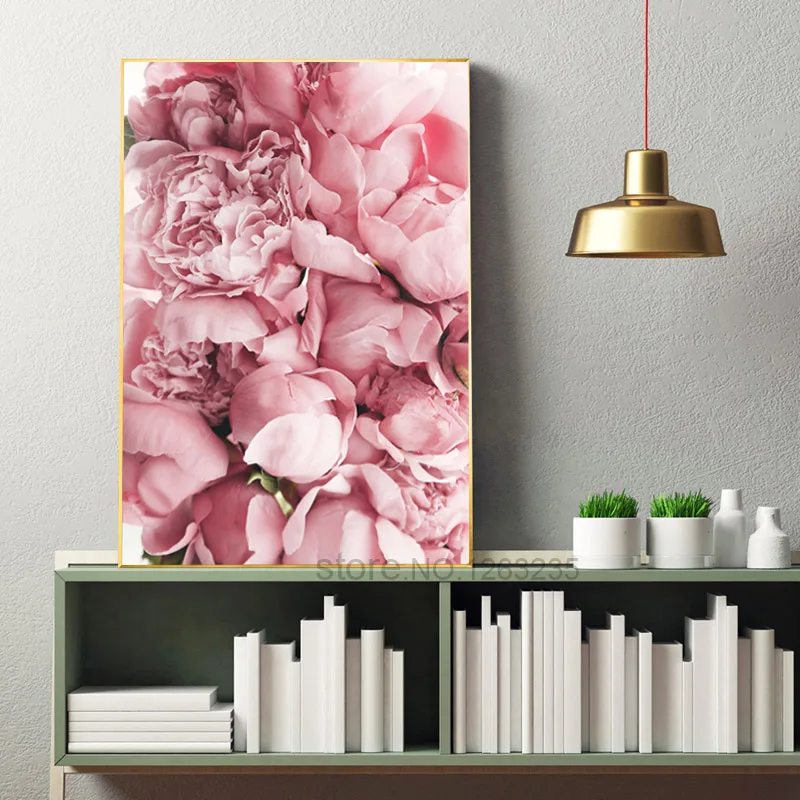 Rose Pink Flowers Wall Art Canvas Decorative Painting Nordic Posters Art Prints Home Love Peony Bedroom Decoration Unframed