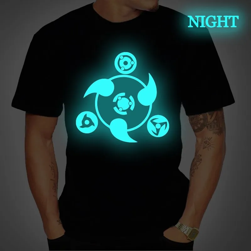 

Anime Clothes Naruto Sharingan T Shirts Luminous Mens T Shirt Summer Short Sleeve Casual Tee Tops Streetwear T Shirt Unisex Tees