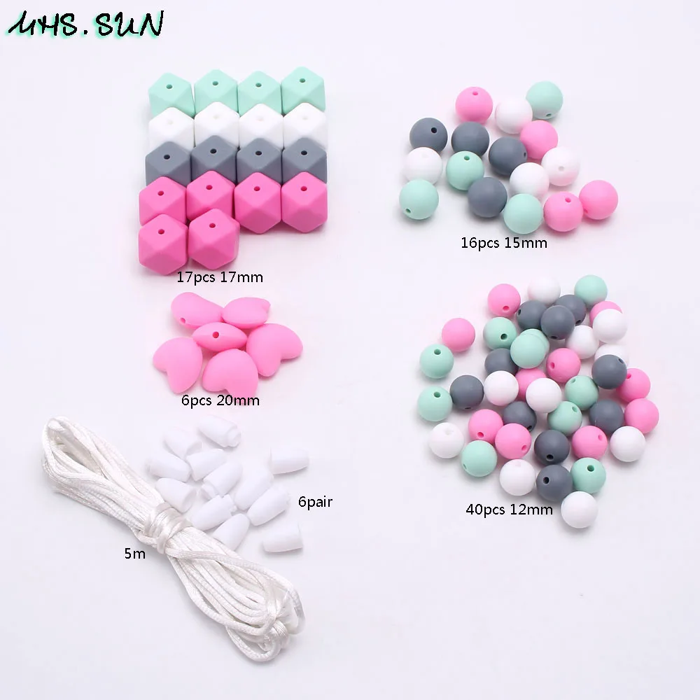 KT015 (5),$23.5. Baby Silicone DIY Beads Jewelry Set Chewable Teething Nursing Necklace Beads Kits For Handmade Teether Accessories Safty