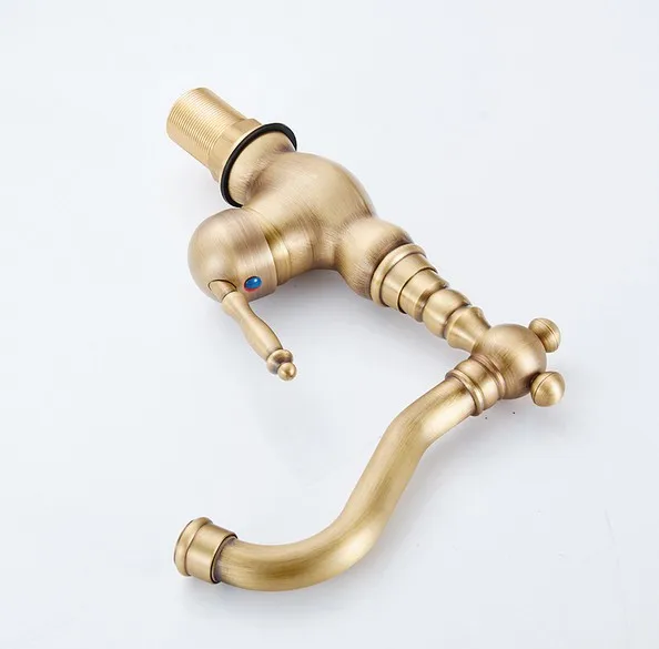 Antique Brass Single Lever Handle Swivel Kitchen Bathroom Sink Basin Faucet Mixer Taps aan002