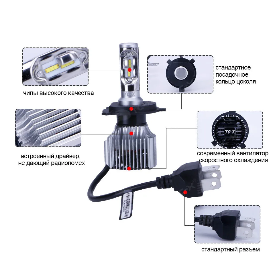 TC-X Компактные светодиодные лампы для авто H4 H7 H8 H9 H11 9003 9005 9006 880 H27 H1 HB3 HB4 HB2 led автолампы 12 В для рефлектора