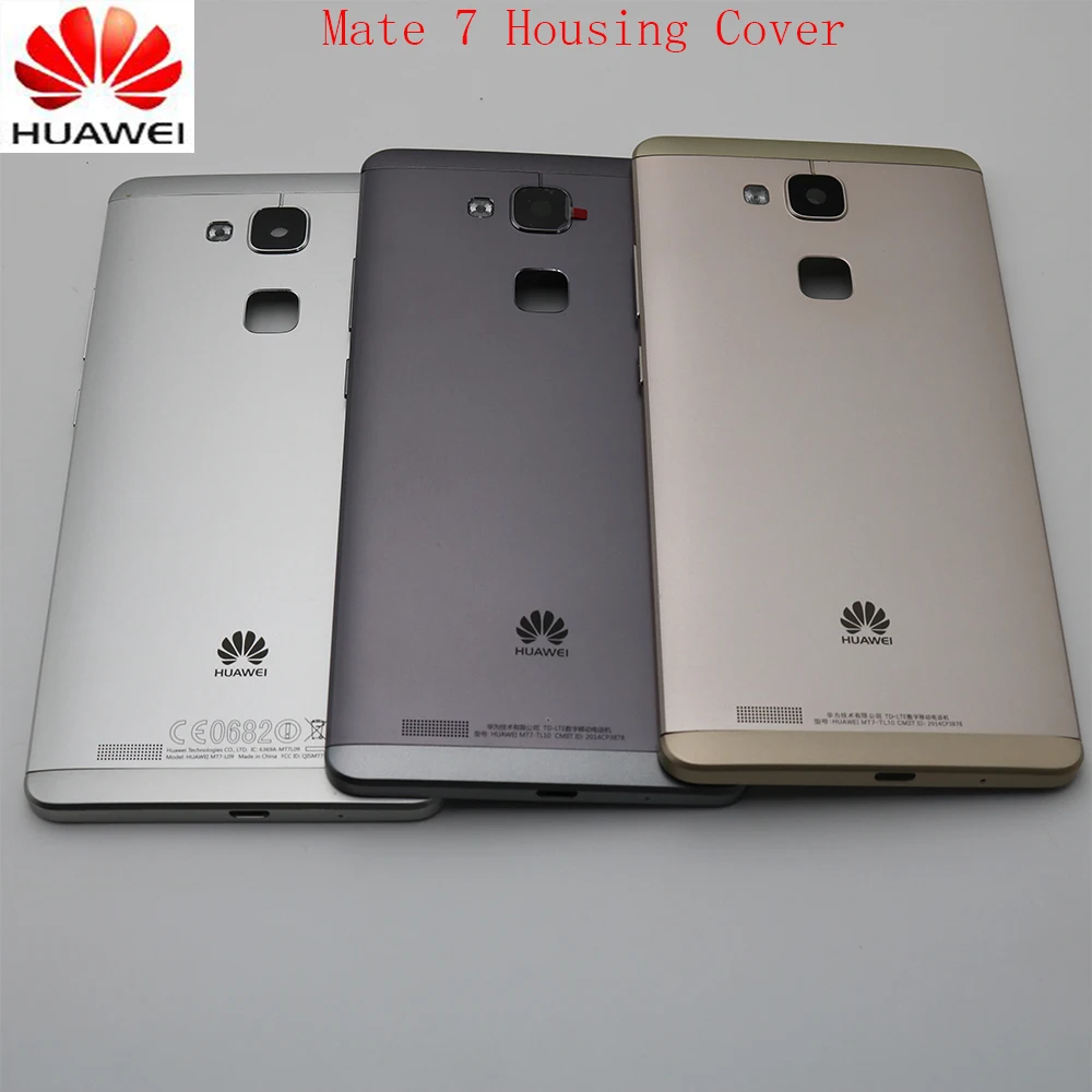 

Original Metal Rear Housing Cover Replacement Back Door Battery Case For HUAWEI Mate 7 With Camera Lens+Power Volume Buttons
