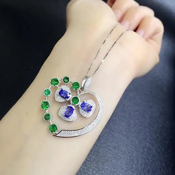 

Collier Collares Qi Xuan_Fashion Jewelry_Blue Stone Necklaces_S925 Solid Silver Heart Blue Necklaces_Factory Directly Sales