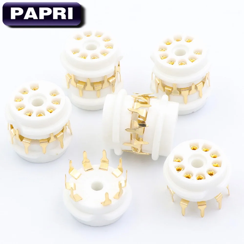 

10PCS ECC83 6DJ8 EL84 6922 12AX7 Gold-Plated 9Pin Ceramic B9A Tube Socket PCB Mount Audio DIY HIFI Amplifier