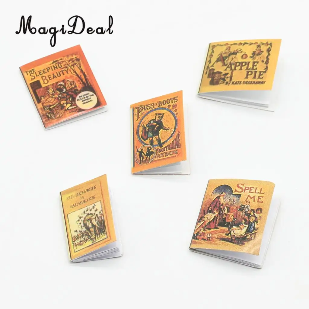 1/12 Dollhouse Miniature Accessories 5pcs Page-turning Books Model Rooms Life Scenes Decor
