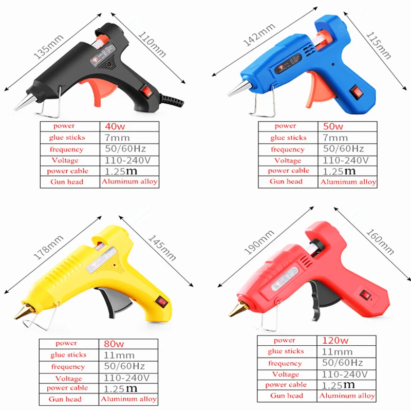 40 Вт~ 120 Вт термоклеевой пистолет 7 мм 11 мм Клей-карандаш промышленный мини высокотемпературный инструмент для ремонта термоклея Glueguns