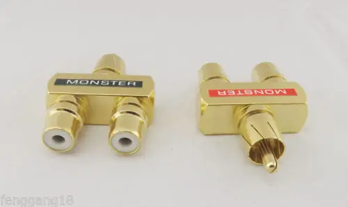 

2 пары RCA аудио Y сплиттер Штекер 1 папа 2 Женский позолоченный адаптер разъем