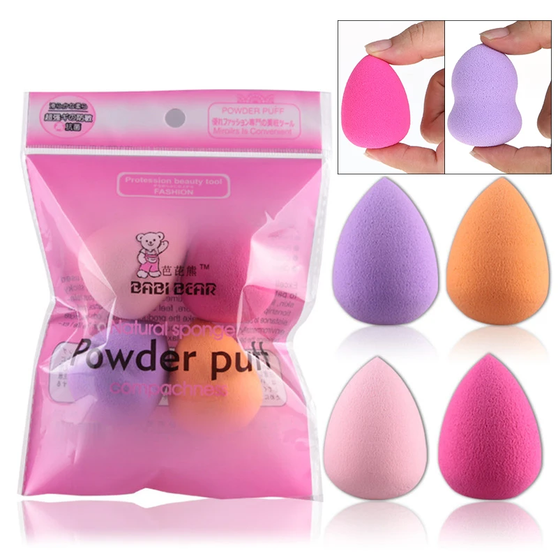 

4 Pcs/Set Mini Drop Gourd Makeup Sponge Puff Base Foundation Powder Liquid Cream Blending Smearing Face Nose Cosmetic Sponges