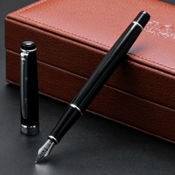 

1PC HERO Silver Clip Black Fountain Pen High-end Business Gift Ink Pens with Luxury Gift Box Office Supplies