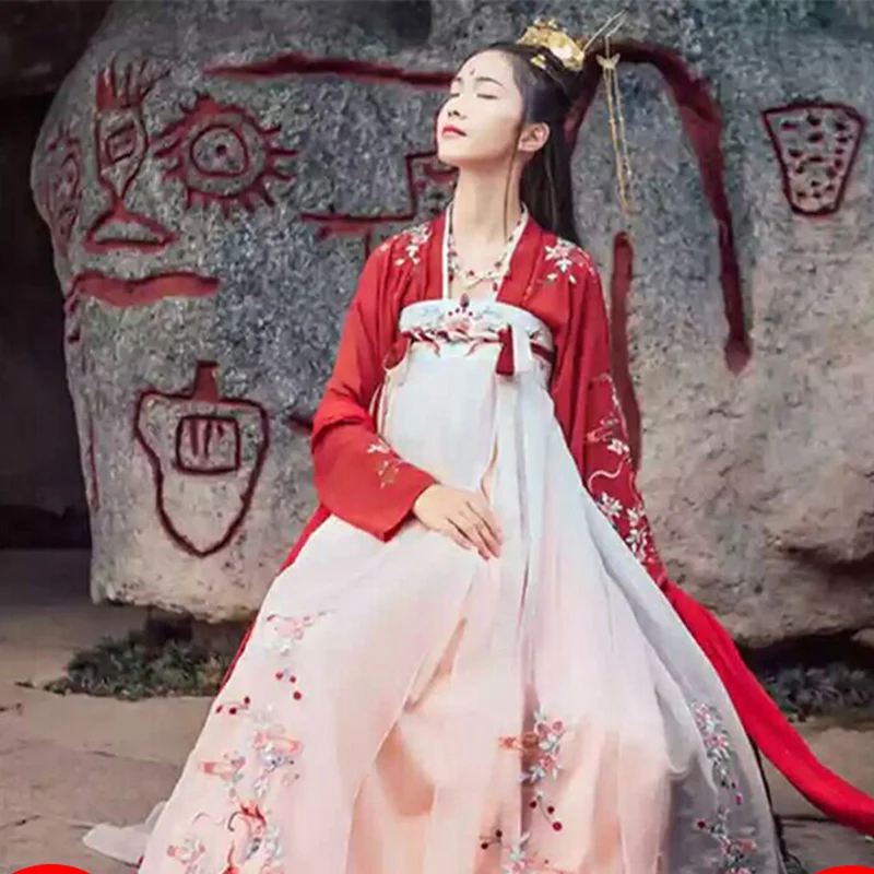 Hanfu костюмы китайский традиционный старинный платье женская одежда косплэй сказочный костюм танец этап династии Тан наряд Dqs1630