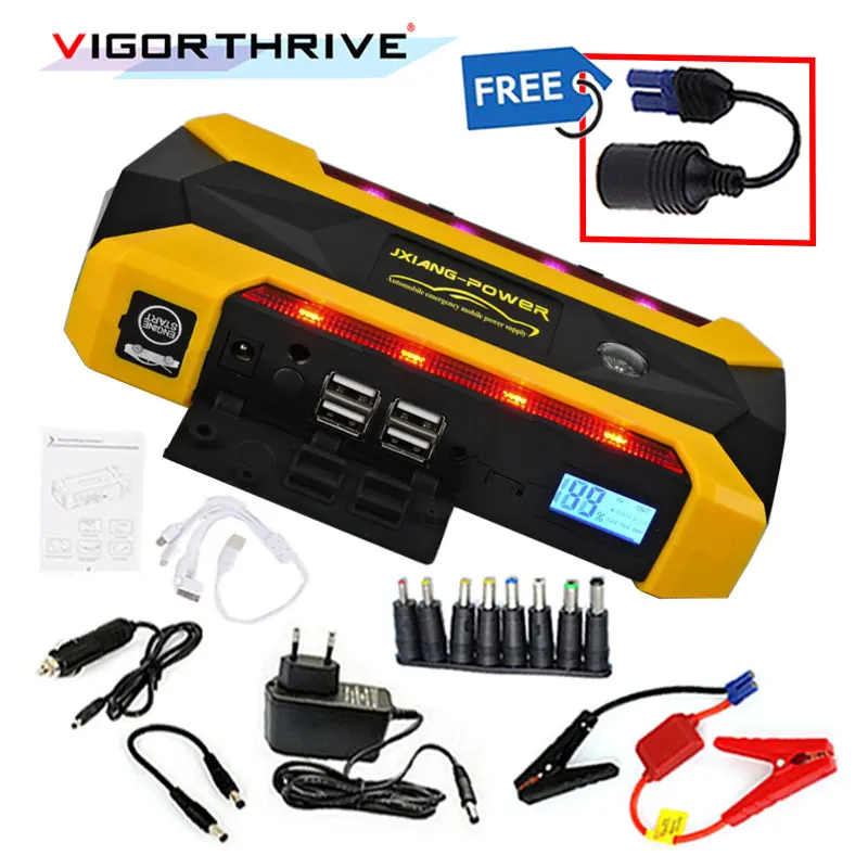 600A Car Power Bank Auto Battery Booster Emergency Starting Device Portable For Petrol SOS Light Jump Starter LCD - Цена: 