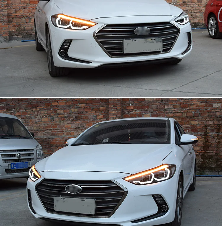 KOWELL автомобильный Стайлинг для- фары для автомобиля Hyundai Elantra СВЕТОДИОДНЫЙ Фонарь СВЕТОДИОДНЫЙ DRL+ сигнал поворота Биксеноновые линзы Высокий Низкий Луч