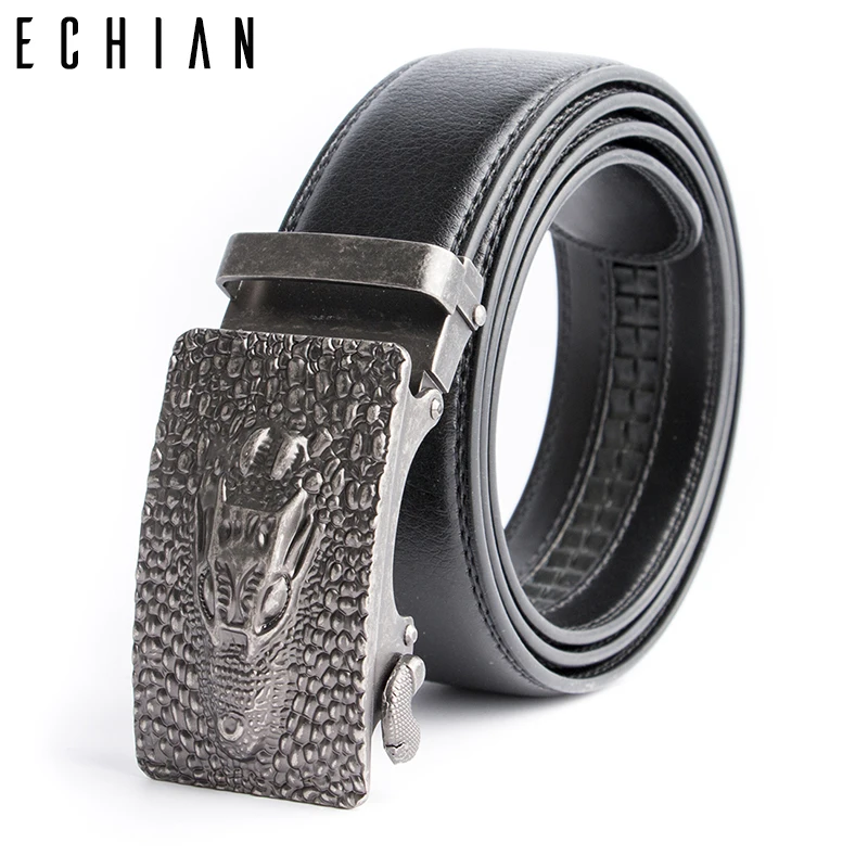 

ECHAIN New Crocodile Business Luxury Designer Belts Men High Quality Male Genuine Real Leather Waist Strap for Jeans Waistband