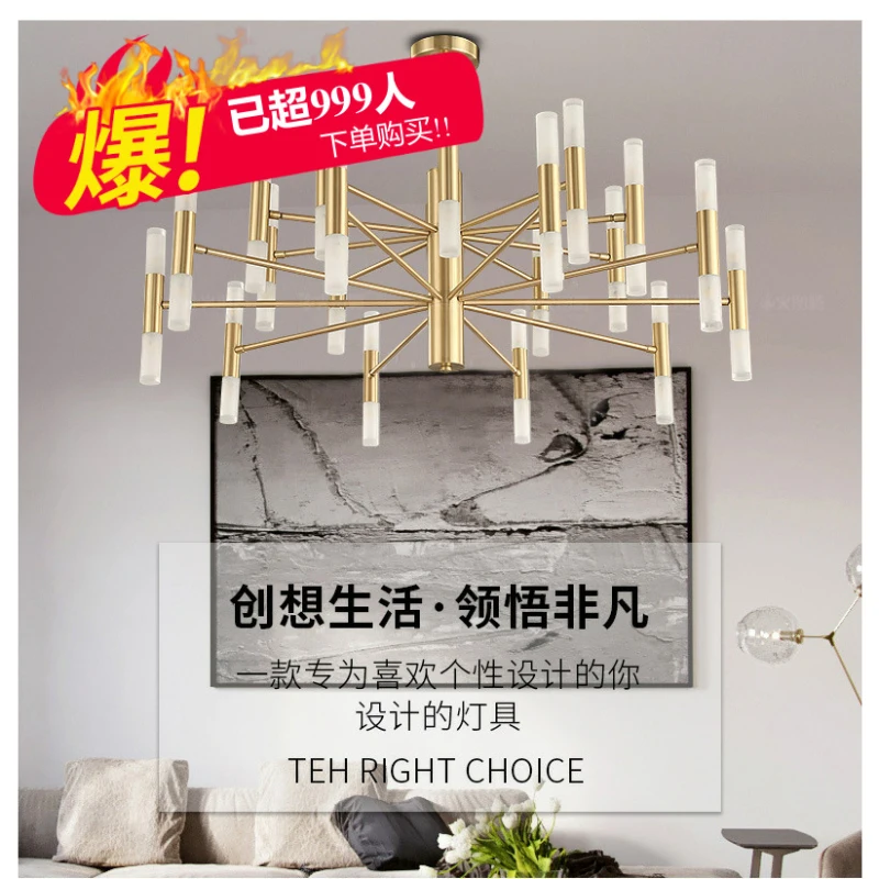 

Postmodern Simple personality Luxurious Nordic Iron Art Acrylic Living Room Ceiling Light Light Illumination Gold black Lamp G4