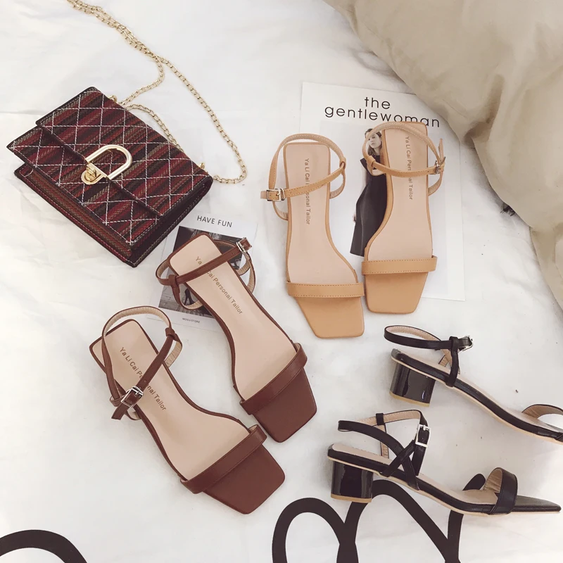 

MONMOIRA One Strap High Heel Sandals Women Elegant Thick Heel Ladies Shoes Summer Solid Beach Sandals Women SWC0561
