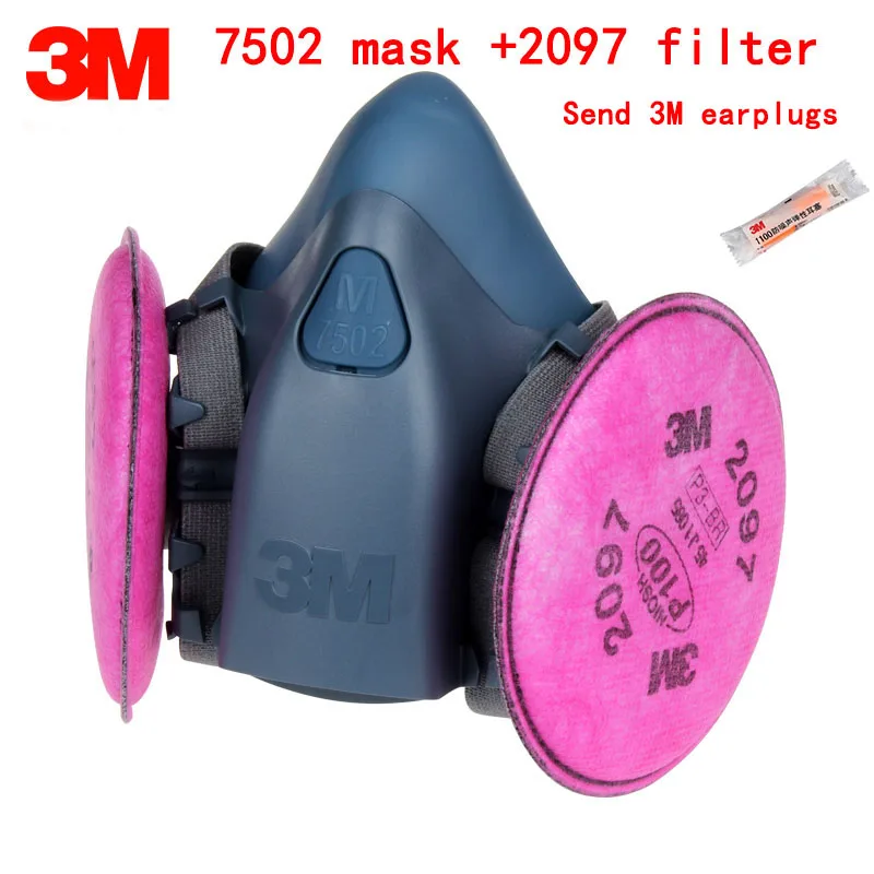 3M 7502 mask +2097 filter Genuine high quality respirator face mask