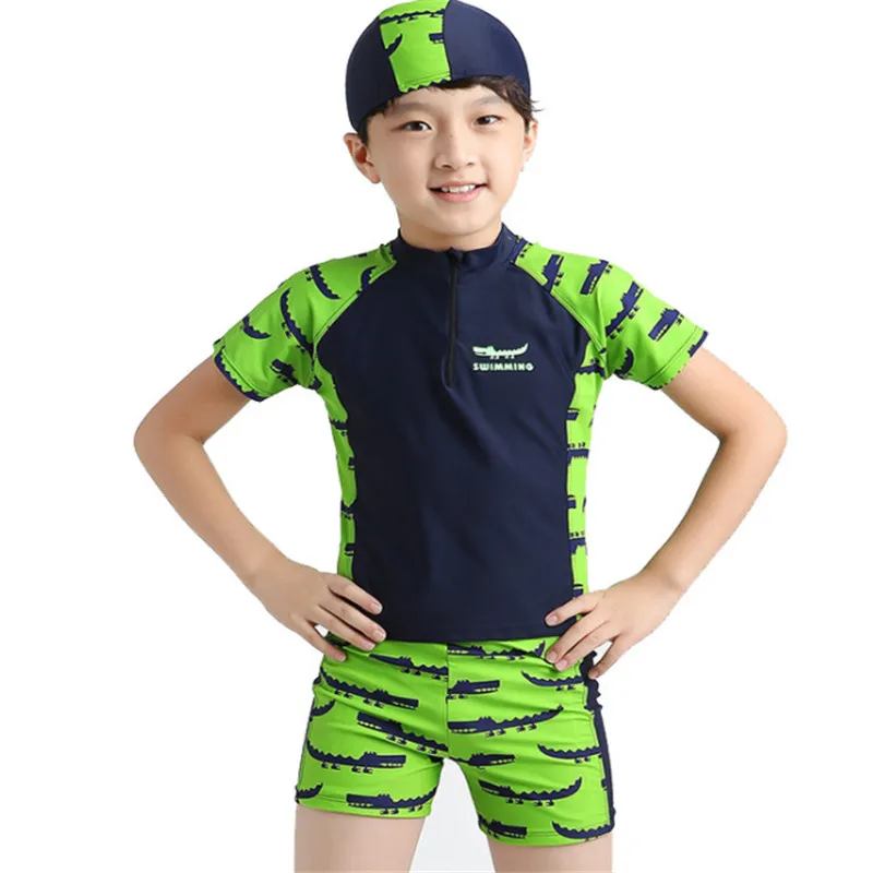 2 10Y KIDS Swimwear Baby Boy Swimsuit 3PCS Top+Pants+Hat