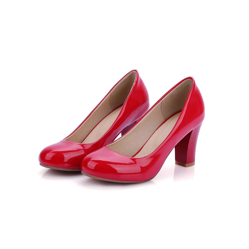 Модные милые женские туфли-лодочки на весну-осень, 4 цвета, большие размеры 34-47 женская обувь вечерние туфли-лодочки из PU искусственной кожи на высоком каблуке 222-7 - Цвет: Красный