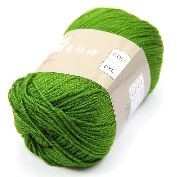 

Hot Mommy love High Quality 1 Skein 50g Hot Soft Yarn Knitting Natural Silk Cotton Baby Sweater, Green