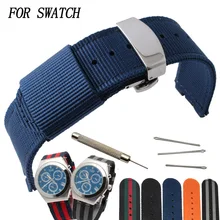 Модный Полосатый нейлоновый ремешок 17мм19мм для SWATCH YGS/YAS/YLS/YCS/SUO цветные спортивные Ремешки для наручных часов водонепроницаемые и пот