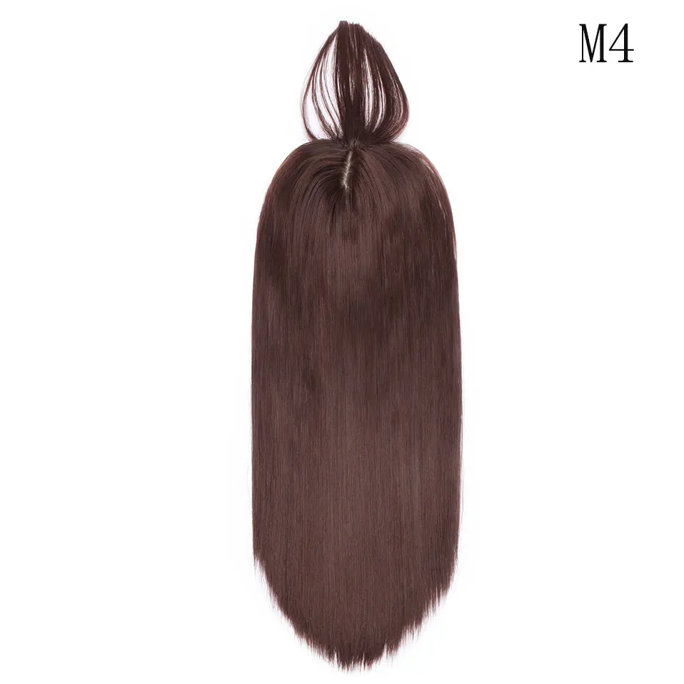 SNOILITE 17 дюймов Топпер зажим для парика зажим в один кусок наращивание волос синтетические волосы с челкой для женщин 8 цветов - Цвет: M4