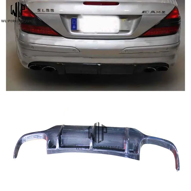 

R230 carbon fiber rear bumper Lip rear diffuse spoiler tail lip for Mercedes Benz R230 W216 SL63 07-12 Car styling use
