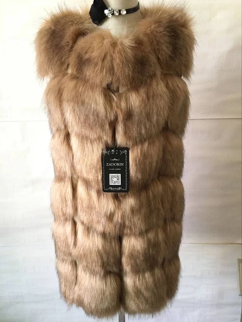 ZADORIN 5XL 6XL Female Fur Waistcoat Winter Warm Faux Fur Vest Women Plus Size Fashion O-Neck Long Sleeveless Faux Fur Coat womens parka coat