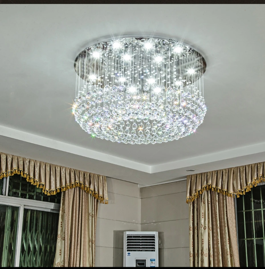 Круглый светодиодный потолочный светильник с кристаллами для гостиной, лампа для помещений, светильник для домашнего украшения, кристаллические светильники, современная хрустальная лампа
