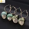 CSJA-pendientes con colgante de concha de caracol para mujer, aretes colgantes, Color verde gancho, Color dorado, G003 ► Foto 2/6
