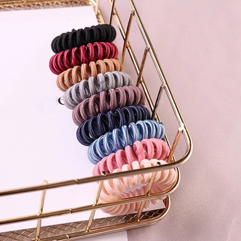 

Hair Rope High Elasticity Popular Hairbands Girls Telephone Coil Hair Accessories Women Spiral Hair Ties 1PC Hair Rings Solid