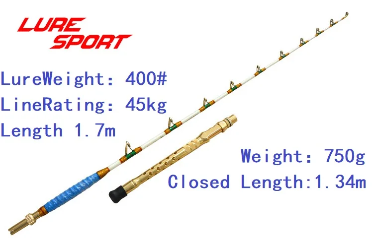 Luрезорт 1,7 м рыболовная удочка в соленой воде глубоководная Акула удилище для ловли на блесну цельное стекловолокно с эпоксидной смолой 1,5 раздел лодочная удочка