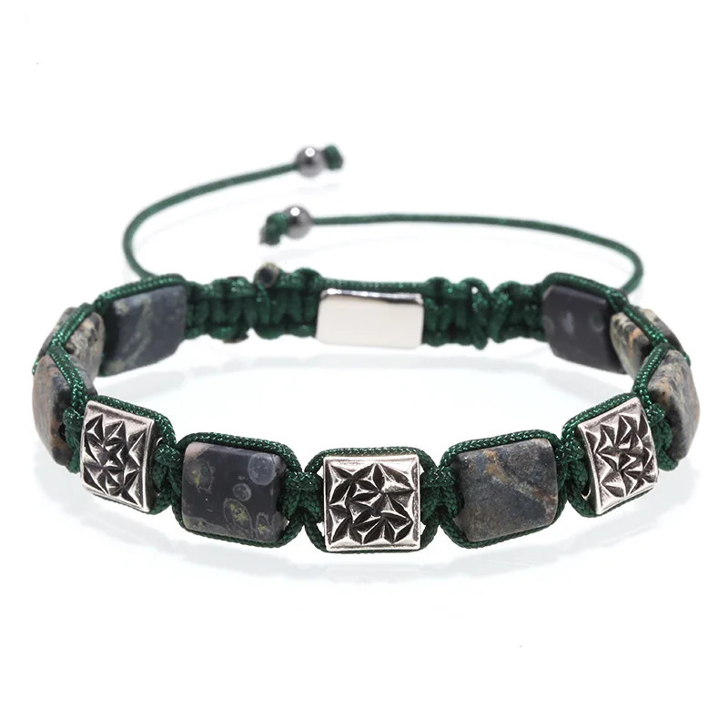 

Mcllroy charms bracelet men Stainless steel braided bracelet adjustable natural stone bracelets handmade charm bangles for woman