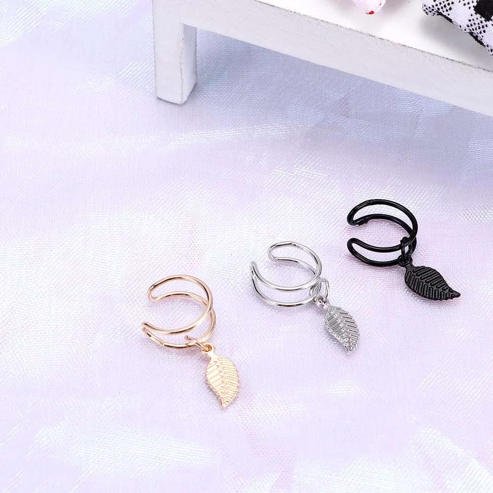 

Popular Clip Earrings Leaves Clip Earrings for Woman Jewelry Piercing Clip On Earrings Punk Geometric U shape Ear Clip
