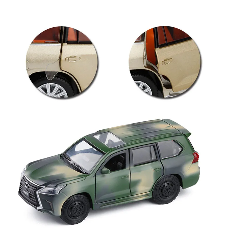 1/32 LEXUS LX570 Игрушечная модель автомобиля из сплава, детские игрушки, настоящая Лицензионная коллекция, военный внедорожник