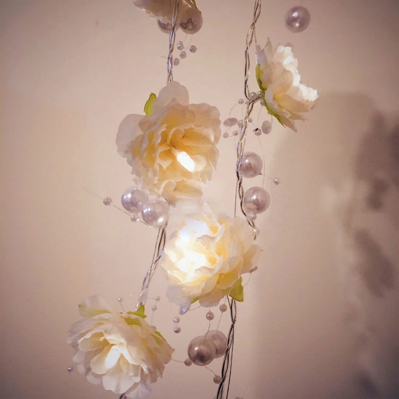 

2M 20LEDs Rose LED string lights Flower with Decoration bead luces Fairy Garland Party Wedding Christmas Decor Happy event CA40