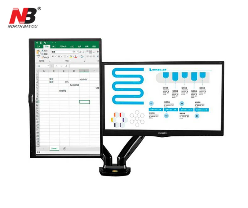 NB F160 газовая пружина 360 градусов настольный 1"-27" двойной монитор держатель Arm полное движение тв крепление