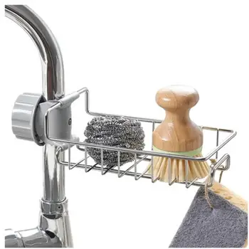 

Stainless Steel Hot Sink Hanging Storage Rack Holder Faucet Clip Bathroom Kitchen Dishcloth Clip Shelf Drain Dry Towel Organizer