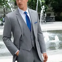Новое поступление, 3 предмета, Нотч с отворотом, легкое, серое, последняя мода, Terno Masculino Custume Homme, высококачественный костюм для жениха