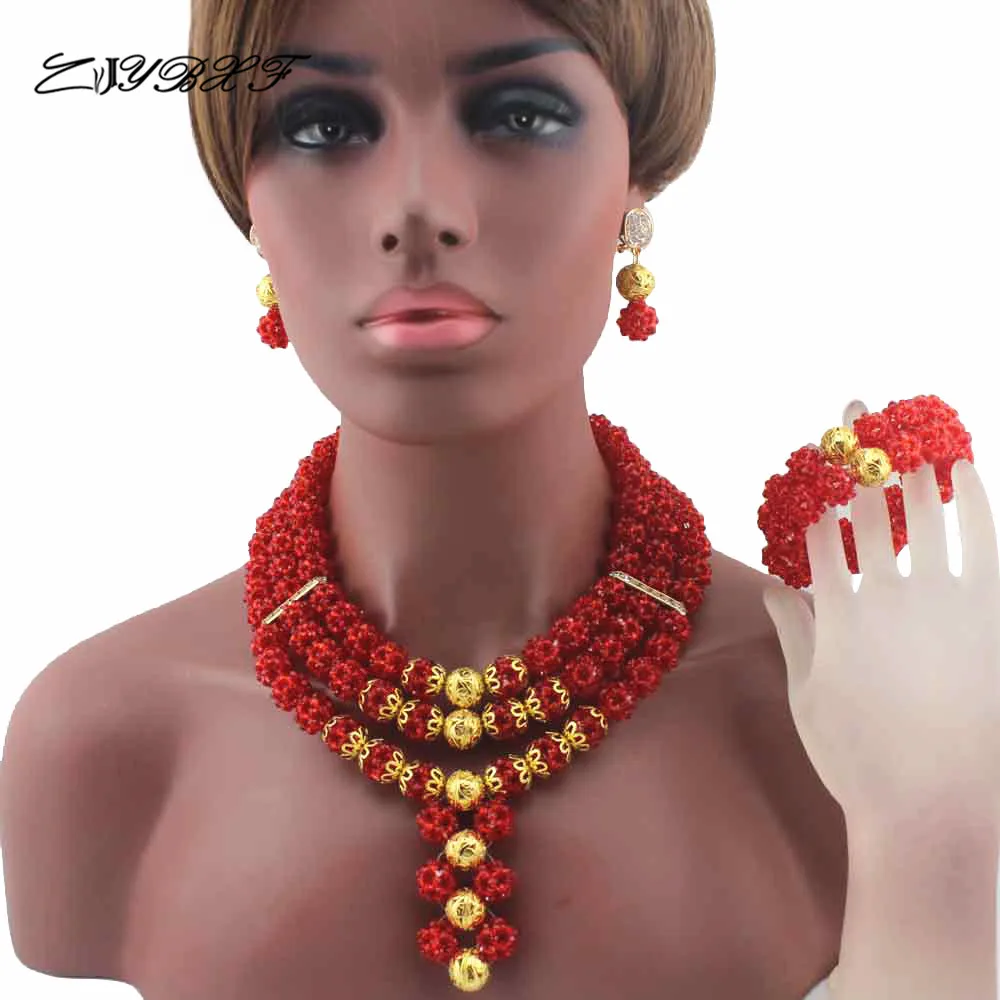 

New African Coral Beads Jewelry Set earrings Nigerian Wedding Indian Costume Bridal Necklace Set Free Shipping LK0014