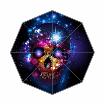 

Art Skull With Mystic Backdrop Custom Umbrella Sun Rain 100% Fabric And Aluminium Foldable Umbrella for Women