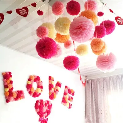 

1PCS 12''(30cm)Tissue Paper Pompom Pom Poms Flower Ball Home Decoration Festive & Party Supplies Wedding Favors 23 Colors