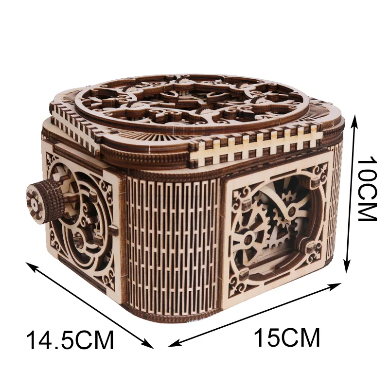 Новинка, деревянная коробка для ювелирных изделий, собранная креативная игрушка, подарок, головоломка, деревянная Механическая трансмиссия, модель, собранная игрушка, сделай сам, подарок - Цвет: Finished