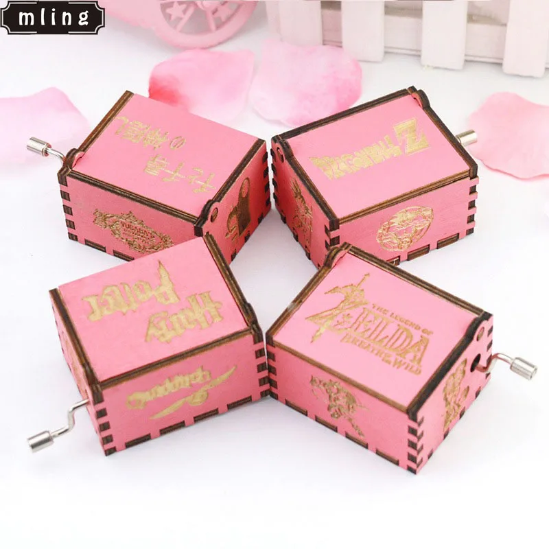 

mling 1PC Beauty and The Beast Hand Shake Music Box Wooden Small Music Box Sky City Music Box Birthday Present Gift