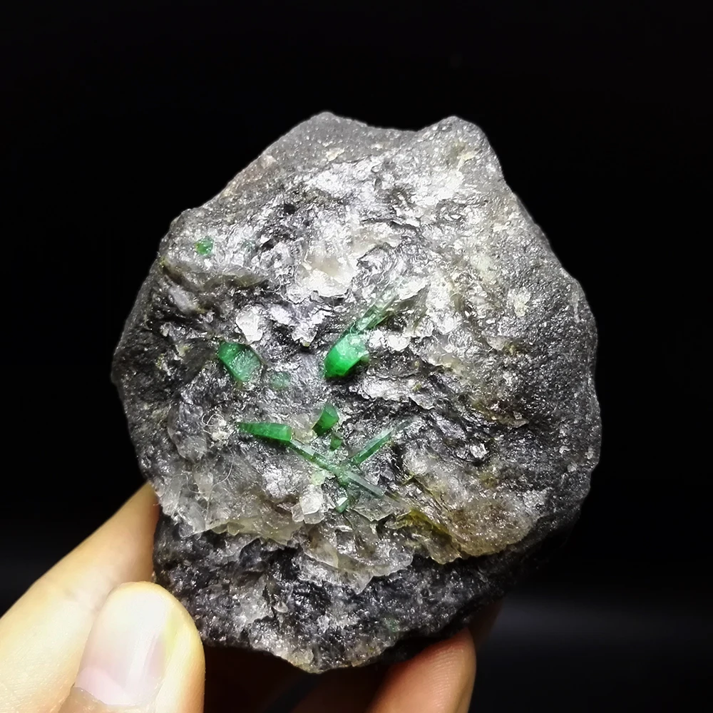 

193.4g NATURAL Stones and Minerals Rock Emerald green symbiosis with quartz crystal gem stone ore sample collection ZML2