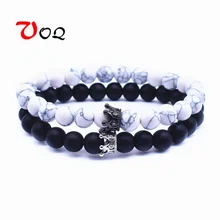 2 шт./компл. расстояние браслет 8 мм натуральный камень Инь Ян бисерные браслеты для мужчин женщин лучший друг браслет для пары корона ювелирные изделия